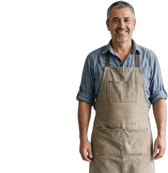 Carpintero chileno en su taller de carpinteria