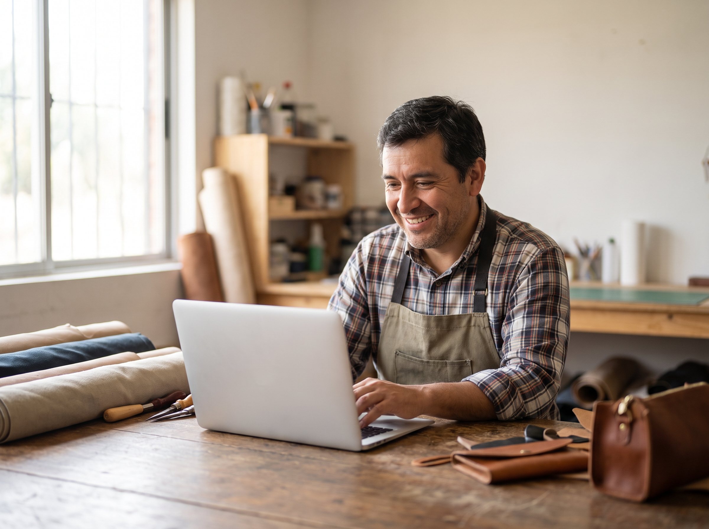 Empresario usando herramientas digitales para optimizar su operación diaria
